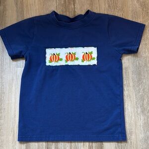 Smocking Dog Boutique Smocked Pumpkin SS Shirt Sz 4